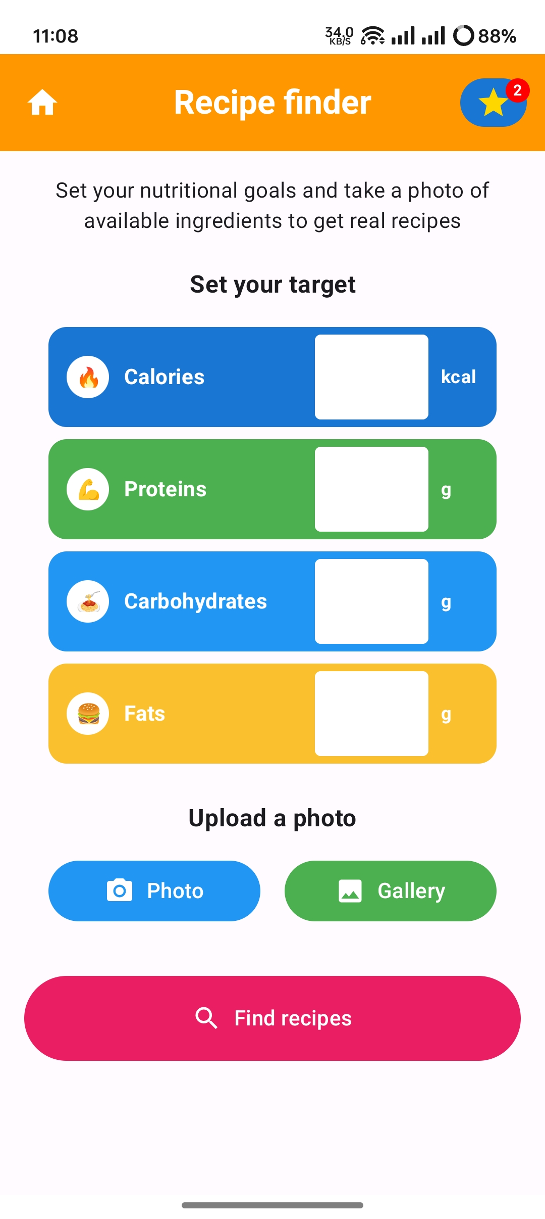 recipe finder app calorias